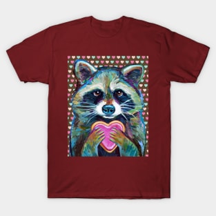 VALENTINE'S DAY CUTE RACCOON by Robert Phelps T-Shirt